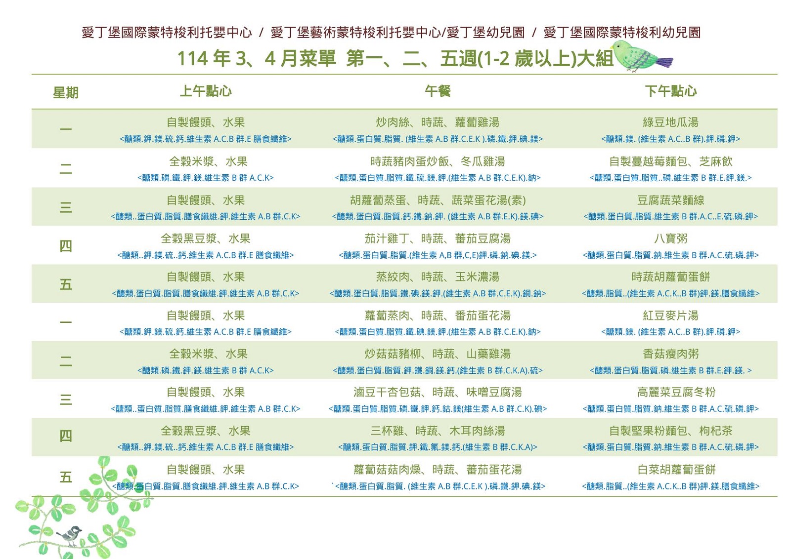 114年03.04月菜單