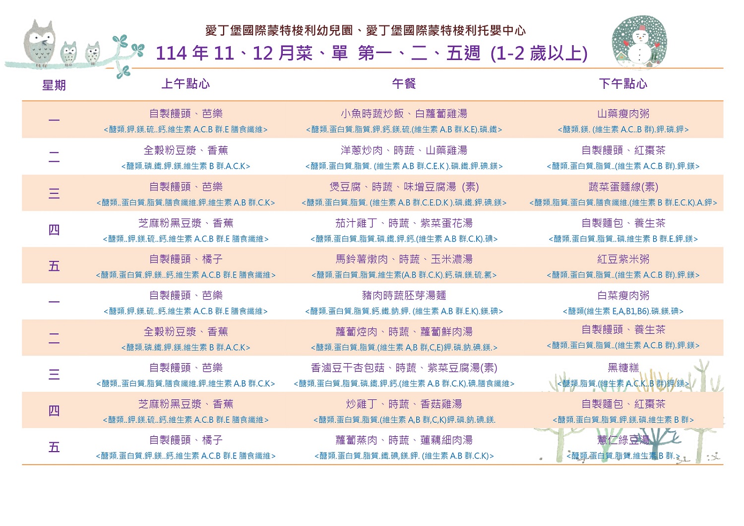 114年11.12月菜單